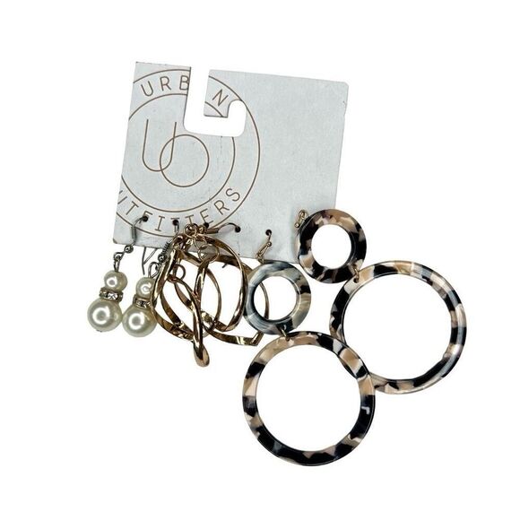 Urban Outfitters Earring Set 3 Pair Dangly Tortoise Shell - Picture 1 of 2